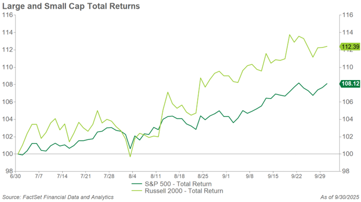Large and Small Cap Total Returns Line Graph